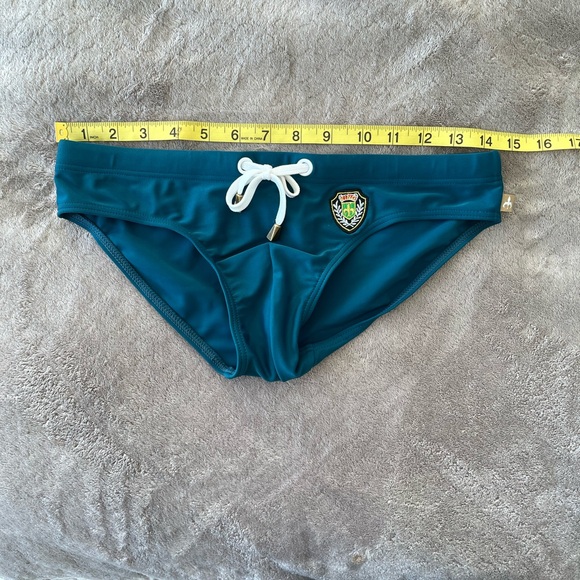 Men's Teal Swim Briefs with White Accents - Picture 5 of 6